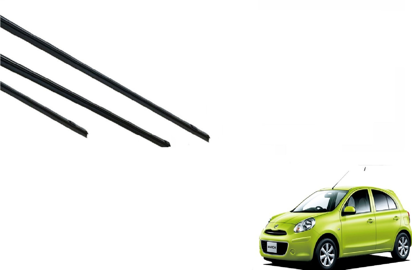 マーチ ワイパー 替えゴム 適合サイズ フロント2本 リア1本 合計3本 交換セット 日産純正互換品 運転席 助手席 リア march K13・NK13 SmartCustom