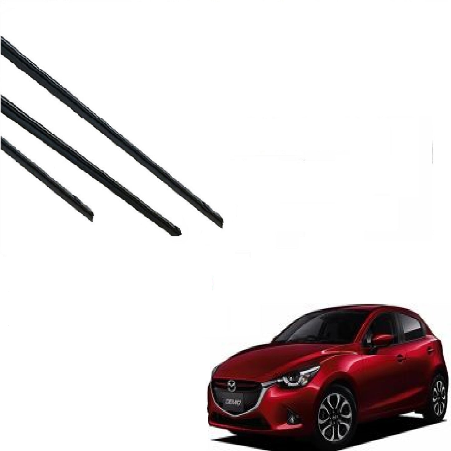 デミオ MAZDA2 DJ系 ワイパー 替えゴム 適合サイズ フロント2本 リア1本 合計3本 交換セット 運転席・助手席・リア  MAZDA純正互換 Demio SmartCustom